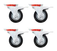 vidaXL 4x Roulettes Pivotantes avec Double Frein Roulette de Mobilier Roulette de Meuble Chariot Roulant Etagère à Livre Bibliothèque Panier d'Achat Capacité 70 kg 100 mm