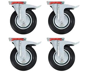 vidaXL 4x Roulettes Pivotantes avec Double Frein Roulette de Mobilier Roulette de Meuble Chariot Roulant Etagère à Livre Bibliothèque Panier d'Achat 200 mm