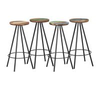 Tabourets de bar - vidaXL - Lot de 4 - Bois massif de récupération - Acier - 30 x 76 cm