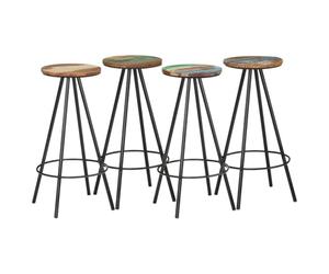vidaXL 4X Tabouret de Bar Bois Massif de Récupération et Acier Chaise Bistrot