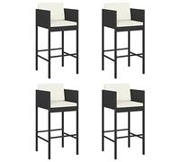 vidaXL 4X Tabourets de Bar avec Coussins Chaises de Comptoir Fauteuils de Jardin Sièges de Comptoir Tabourets de Cuisine Noir Résine Tressée