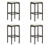 vidaXL Tabourets de Bar avec Coussins Lot de 4 Marron résine tressée