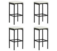vidaXL Tabourets de Bar avec Coussins Lot de 4 Noir résine tressée