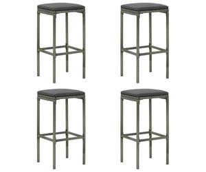 vidaXL 4X Tabourets de Bar avec Coussins Chaises de Pub Sièges de Bistro Tabourets de Comptoir Sièges de Salle à Manger Intérieur Résine Tressée