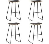vidaXL 4x Tabourets de Bar Chaise de Pub Tabouret de Comptoir Siège de Bistro Chaise de Comptoir Salle à Manger Cuisine Noir Similicuir Noir G