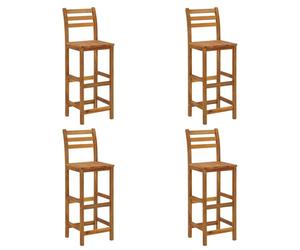 vidaXL 4X Tabourets de Bar Chaises de Bistrot Tabourets de Pub Chaises de Jardin Tabourets de Patio Terrasse Extérieur Bois d'Acacia Solide