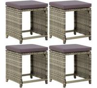 4x Tabourets de Jardin avec Coussins Repose-pieds de Patio Tabourets de Terrasse Repose-pieds d'Extérieur Résine 316873