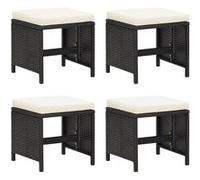 4x Tabourets de Jardin avec Coussins Repose-pieds de Patio Tabourets de Terrasse Repose-pieds d'Extérieur Résine 316748