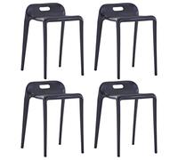vidaXL 4X Tabourets Empilables Tabouret de Cuisine Tabouret de Salle à Manger Tabouret de Bar Comptoir Bistrot Maison Noir Plastique