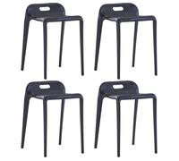 vidaXL Tabourets empilables lot de 4 noir plastique 247281