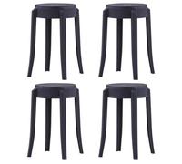 vidaXL 4X Tabourets Empilables Tabouret de Salle à Manger Tabouret de Cuisine Tabouret de Bar Comptoir Bistrot Maison Noir Plastique