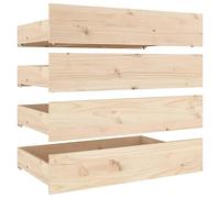 vidaXL 4X Tiroirs de Lit Accessoire de Chambre à Coucher Tiroirs de Rangement Unité de Rangement de Lit Intérieur Bois de Pin Massif