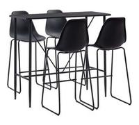 Ensemble de Bar 5 pcs Plastique Noir Mobilier Comptoir Pub Bistrot vidaXL