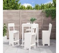 Vidaxl Ensemble De Bar De Jardin 5 Pcs Blanc Bois Massif De Pin