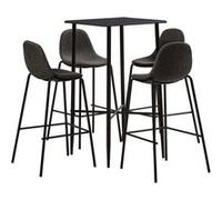 vidaXL Ensemble de bar 5 pcs Tissu Gris foncé Gris
