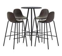 Ensemble De Bar 5 Pcs Tissu Gris Foncé Gris