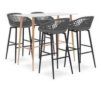 Ensemble de Bar 5 pcs Meubles de Pub Mobilier de Bistrot Ensemble de Comptoir Table et Chaises de Bar Maison Restaurant Intérieur Blanc et Gris