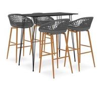 vidaXL 5-delige Barset zwart en grijs3057380 Noir G