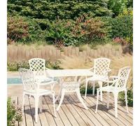 vidaXL 5-delige Bistroset gietaluminium wit3070615