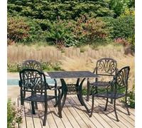 vidaXL 5-delige Bistroset gietaluminium zwart3070605 Noir G