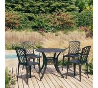 Vidaxl Ensemble De Bistro 5 Pcs Aluminium Coulé Noir Noir