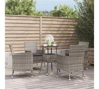 Vidaxl Ensemble De Bistro De Jardin 5 Pcs Coussins Gris Poly Rotin Gris