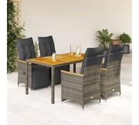 vidaXL 5-delige Bistroset met kussens poly rattan grijs3276969 G