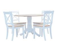 vidaXL 5-delige Eethoek massief rubberwood wit en bruin276870 Blanc G