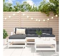 Vidaxl Salon De Jardin 5 Pcs Avec Coussins Blanc Bois Massif