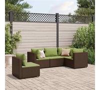 Vidaxl Salon De Jardin 5 Pcs Avec Coussins Marron Résine Tressée