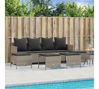 Vidaxl Salon De Jardin 5 Pcs Avec Coussins Gris Clair Résine Tressée