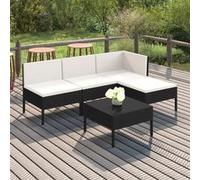 vidaXL 5-delige Loungeset met kussens poly rattan zwart3094364 Noir G