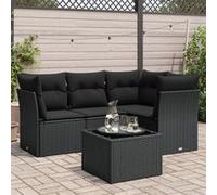 Salon de Jardin avec Coussins Canapés Patio 4 pcs Gris Résine Tressée vidaXL