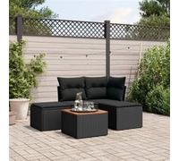 vidaXL 5-delige Loungeset met kussens poly rattan zwart3255915 G