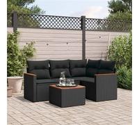 Salon de Jardin avec Coussins Canapés Patio 5 pcs Noir Résine Tressée vidaXL