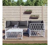 Vidaxl Salon De Jardin Avec Coussins 5 Pcs Blanc Acier