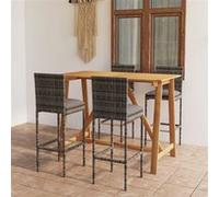 vidaXL 5-delige Tuinbarset met kussens grijs3067959 Gris G