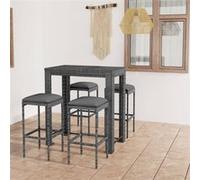 vidaXL 5-delige Tuinbarset met kussens poly rattan grijs3064782 Gris G