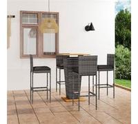 vidaXL 5-delige Tuinbarset met kussens poly rattan grijs3064859 Gris G