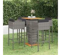 vidaXL 5-delige Tuinbarset met kussens poly rattan grijs3094801 Gris G