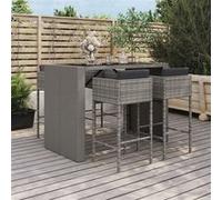 Vidaxl Ensemble De Bar De Jardin 5 Pcs Avec Coussins Gris Poly Rotin Gris