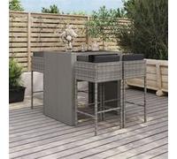 Vidaxl Ensemble De Bar De Jardin 5 Pcs Avec Coussins Gris Poly Rotin Gris
