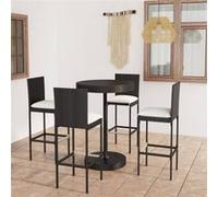 vidaXL 5-delige Tuinbarset met kussens poly rattan zwart3064766 Noir G