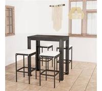 vidaXL 5-delige Tuinbarset met kussens poly rattan zwart3064781 Noir G