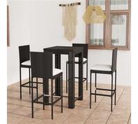 vidaXL 5-delige Tuinbarset met kussens poly rattan zwart3064794 Noir G