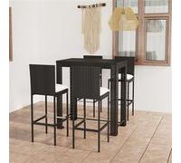 Vidaxl Ensemble De Bar De Jardin 5 Pcs Et Coussins Résine Tressée Noir Noir