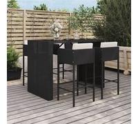 Vidaxl Ensemble De Bar De Jardin 5 Pcs Avec Coussins Noir Poly Rotin