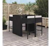 vidaXL 5-delige Tuinbarset met kussens poly rattan zwart3200670 Noir G