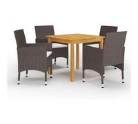 Ensemble de Salle à Manger de Jardin 5 pcs Mobilier à Dîner d'Extérieur Table et Chaises de Repas de Patio Mobilier de Terrasse Marron