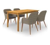 Ensemble de Salle à Manger de Jardin 5 pcs Marron Mobilier Terrasse vidaXL